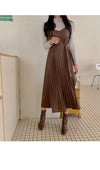 Pleated long Dress Korean Bohemian romantic style